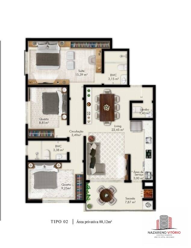 Apartamento, 2 quartos, 68 m² - Foto 7